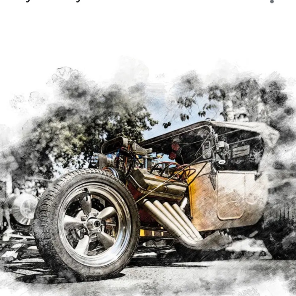 Vintage Car sublimation, shirt- Black and Gold